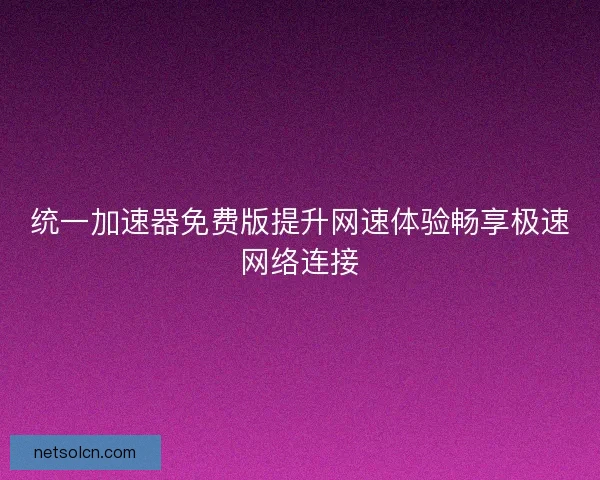 统一加速器免费版提升网速体验畅享极速网络连接