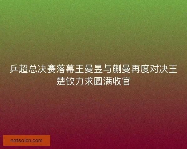 乒超总决赛落幕王曼昱与蒯曼再度对决王楚钦力求圆满收官