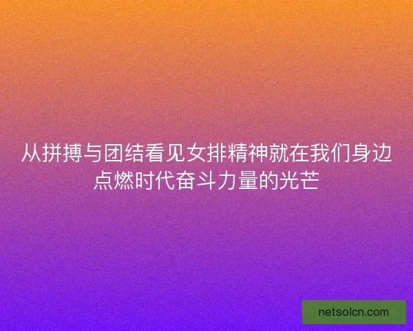 从拼搏与团结看见女排精神就在我们身边点燃时代奋斗力量的光芒